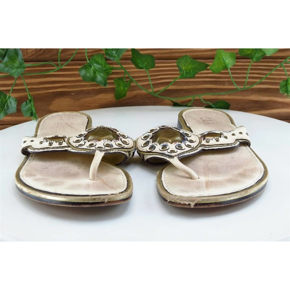 Cole Haan Sz 6 B Brown Flip Flop Leather Women Sandals - Picture 2 of 8